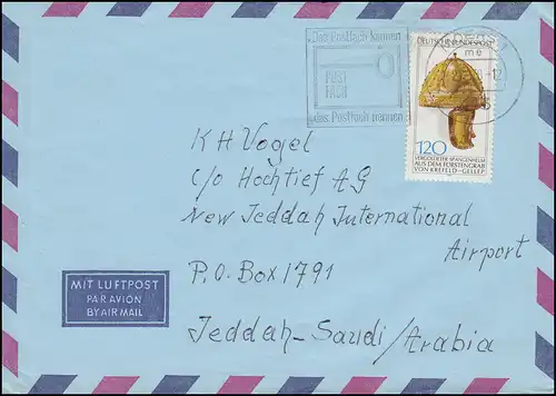 944 Archäologie Spangenhelm 120 Pf. auf Luftpost-Auslandsbrief MOERS 2.1.1978