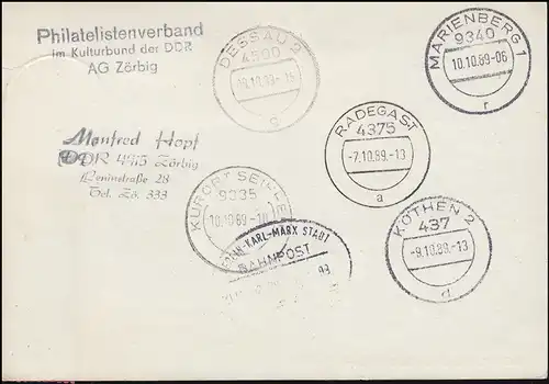 Post-Cutchenpost Zörbig - Radegast Kursächsische Distantekollung ZÖRBIG 7.10.1989