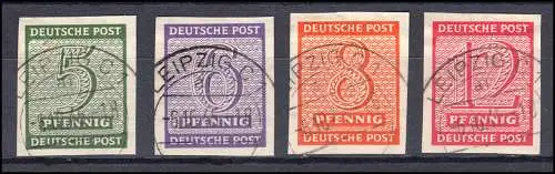 116-119Y Ziffern 1945 mit WZ Y - Stufen steigend, 4 Werte, Satz gestempelt