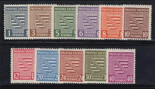 73-84X Armoiries provinciales, Wz. X (niveaux en baisse), 11 valeurs (sans 15 p.c.) **