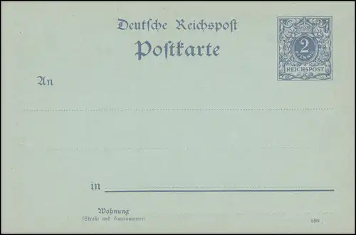 P 40 Bb I chiffre 2 pf., format A, bleu clair, type de logement I, ** tel que dépensé