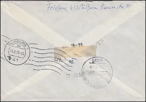 777 Umweltschutz Luftreinigung Randpaare MeF Eil-Brief MÜLHEIM / RUHR 15.8.1975