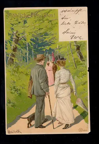 AK-Artiste Pentecôte Mailick: Amours Promenade bois BERLIN 24 b 17.5.1902