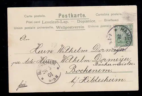 AK Pfingsten: Frau barfuß bei der Blütenernte, HAMBURG nach BOCKENEM 26.5.1901