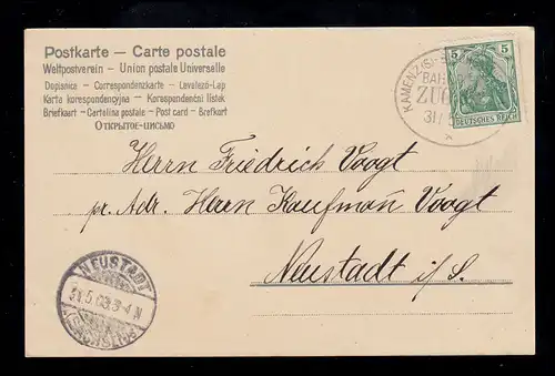 AK Pentecôte: Le musicien - Garçon avec flûte, poste ferroviaire KAMENZ-BISCHOFSWERDA 1903