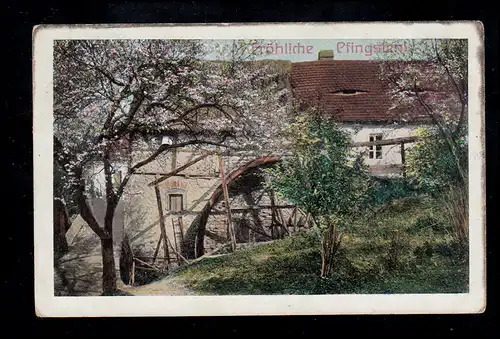 AK Pfingsten: Wassermühle, per Bahnpost EISENACH ZUG 198 - 10.5.1913