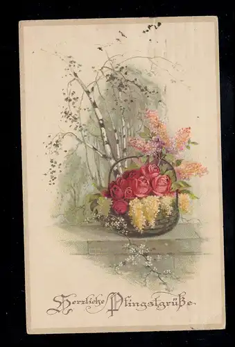 AK Pentecôte: Panier de fleurs avant Birkenwald, HAMBURG 18.5.1918