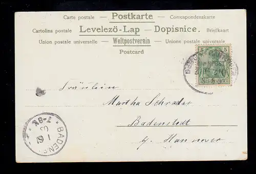 Bahnpost BERLIN-HANNOVER ZUG 210 - 30.5.1903 nach BADENSTEDT 1.6.03