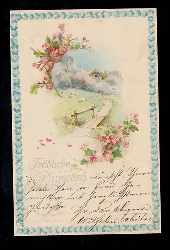 AK Pentecôte: Paysage avec piédestal et canards BRUNN / BRNO 1899 n. MÄHR. SCHÖNBERG