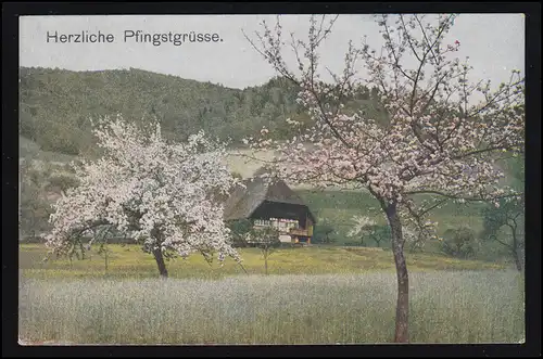 AK Pentecôte: Paysage avec ferme au printemps, EMDE (FRAISIE-EST) 1923