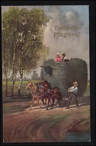 AK Pentecôte: moisson des foins avec des chevaux, ZWICKAU (SACCHEN) 1 k 29.5.1909