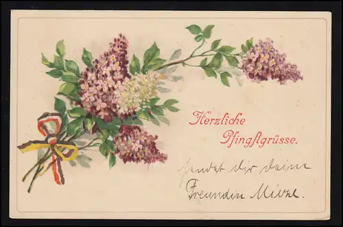 AK Pentecôte: Branche de violette avec boucle, OHRSTEDT (Kr. HUSUM) 9.6.1916