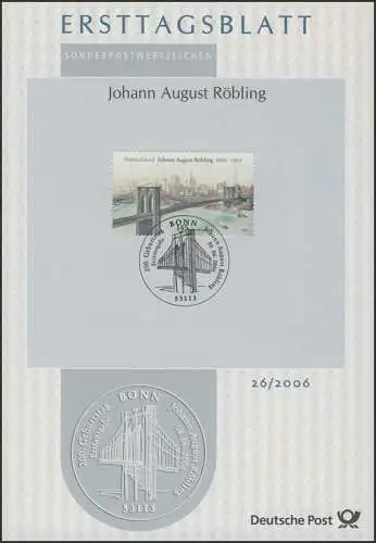 ETB 26/2006 Johann August Röbling, Ingenieur, Brooklyn Bridge