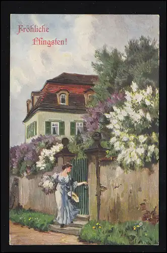 AK Pentecôte: Fleur de printemps - Femme aux fleurs, HILDESHEIM 2 d 18.5.1907