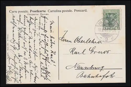 AK Pfingsten: Frühlingserblühen - Frau mit Blumen, HILDESHEIM 2 d 18.5.1907