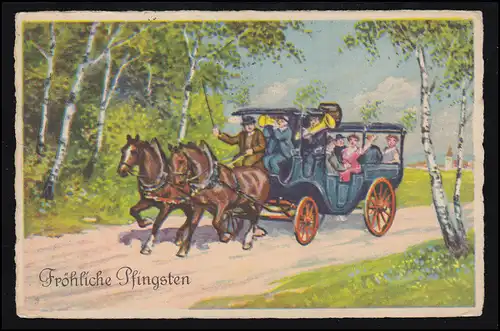 AK Pfingsten: Kutschenfahrt mit Musik, WESTERLAND 9.6.1930