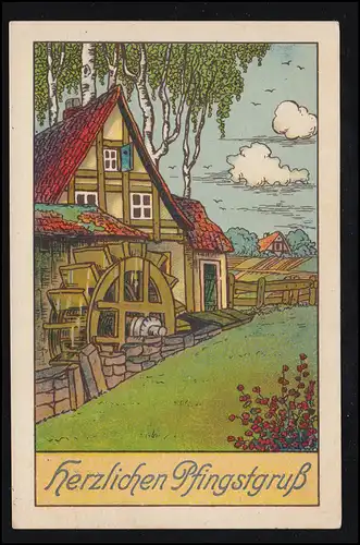 AK Pentecôte: Paysage du village avec moulin à eau, LIPPSTADT 14.5.1921