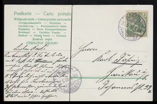 AK Pentecôte: Dorfidylle - arbres et rivières, DRESDEN après ZWICKAU 27.5.1905