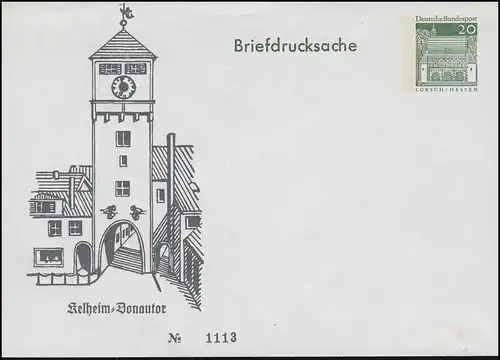 PU 31/4 Bauwerke: Briefdrucksache Kelheim - Donautor 1969, ungebraucht