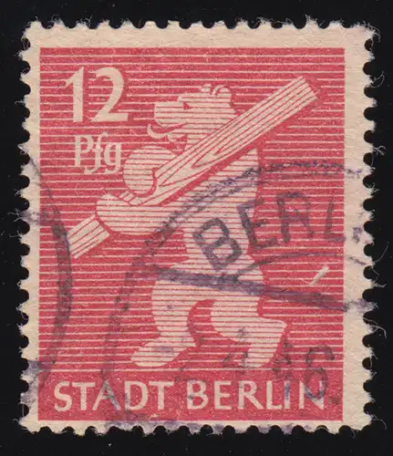 SBZ 5 AA wa z Berliner Bär 12 Pf, rot, O
