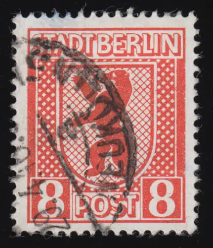 SBZ 3 A uy Berliner Bear 8 Pf, orange rouge, O testé