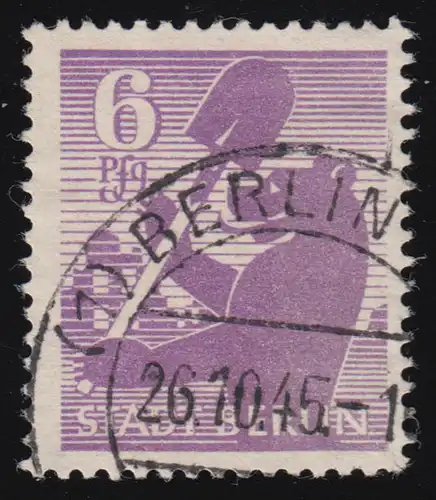 SBZ 2 Aa wb z Berliner Bär 6 Pf, violet, O vérifié