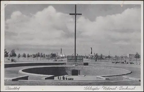 AK Schlageter-National-Denkmal Werbe-O Rotes Kreuz DÜSSELDORF 1940