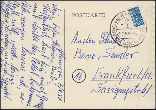 Carte de salons Deutsches Industrie-Fesse avec 71 ERP, SSt HANNOVER Foire 5.5.1951