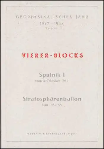 Geophysikalisches Jahr Viererblock Sputnik und Stratosphärenballon je mit ESSt