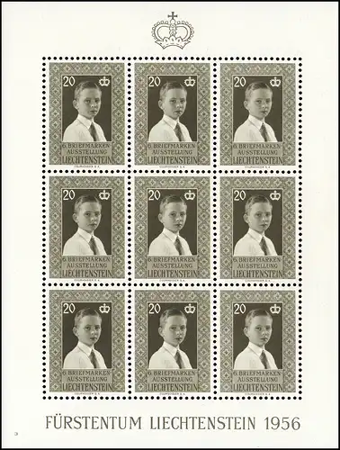 Liechtenstein 352 Briefmarkenausstellung Vaduz 1956 - Kleinbogen **