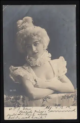 Mode-AK Frau mit hochgestecktem Haarknoten Halsschmuck, HAMBURG 8 - 4.12.1902
