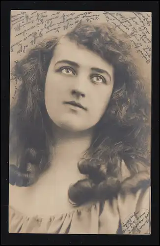 Mode-AK Frau mit lockigem Haar, MELLENDORF (Bz. HANNOVER) 15.12.1908