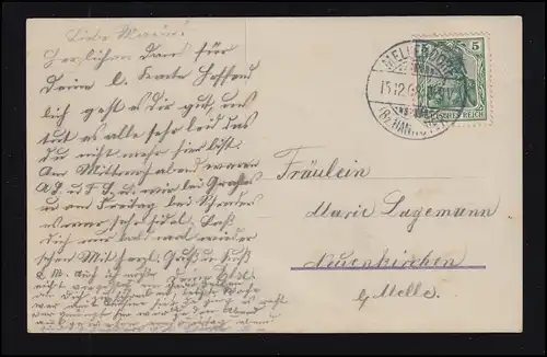 Mode-AK Frau mit lockigem Haar, MELLENDORF (Bz. HANNOVER) 15.12.1908