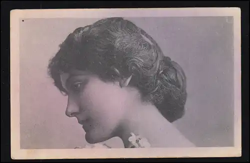 Mode-AK Frauenbildnis mit Haarknoten, DÜREN / RHEINLAND 17.8.1907