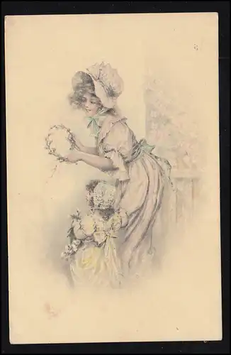 Mode-AK Biedermeier: Mutter mit Tochter, DÜREN / RHEINLAND 25.7.1910