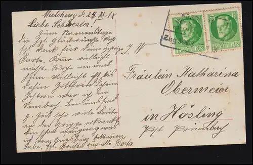 Mode AK Regarder femme avec fleurs, de Malching par train 25.11.1918