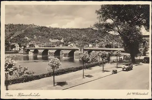 AK Trèves: Pont romain, timbre publicitaire Leipziger Messe TRIER 25.8.1940