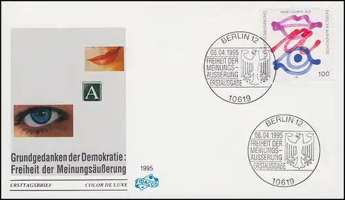 1789 Grundgedanken der Demokratie auf FIDACOS-Schmuck-FDC ESSt BONN 6.4.1995