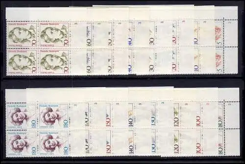 1304 ff Frauen, drei mal 24 Eck-Viererblocks FN 1 - 2 - 3 drei Sätze komplett **