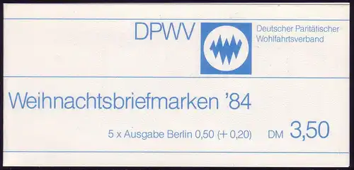 DPWV/Weihnachten 1984 Heiliger Nikolaus 50 Pf, 5x729, ESSt Berlin