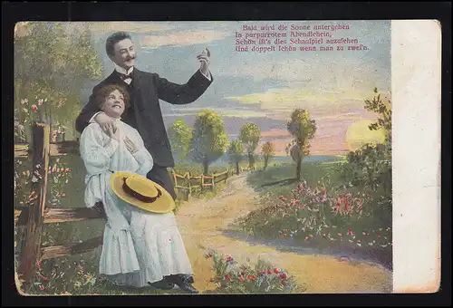 Liebes-AK Lächelndes Liebespaar beim Sonnenuntergang, GMÜND (SCHWÄBISCH) 14.8.06