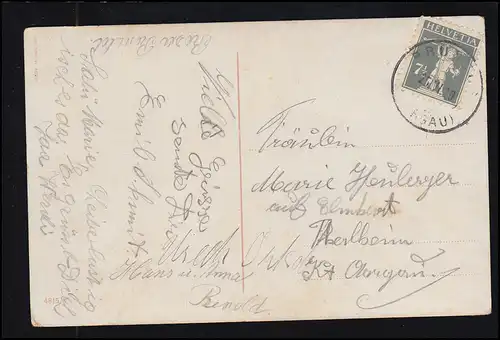 Suisse Amour-AK Couple d'amour dans le jardin, BRUNEGG (AARRAGAU) 25.6.1920