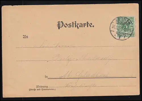 Liebes-AK Frau mit Amor - Liebesbotschaft, AACHEN 31.12.1899