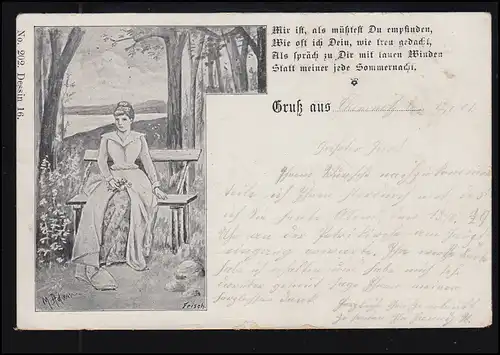 AK amour M. Adam: Femme à la banque - Attendre avec intérêt CHEMNITZ 12.6.01