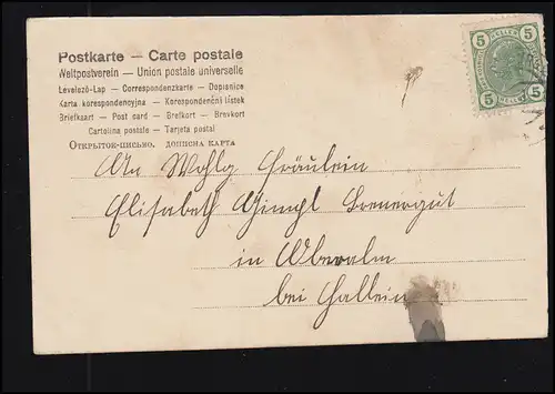 Amour-AK couple d'amour dans le jardin - Le baiser à main, couru vers 1910