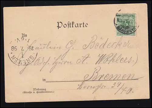 Amour-AK couple d'amour avec arroseuse dans le jardin - temps de la rose, HANNOVER 24.7.1898