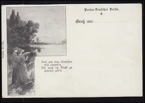 Liebes-AK Liebespaar am Seeufer - Waldesrauschen, ungebraucht