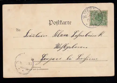 Liebes-AK Der Liebesbrief, Verlag Brühl / Berlin, WERNE (BZ. ARNSBERG) 19.9.1899