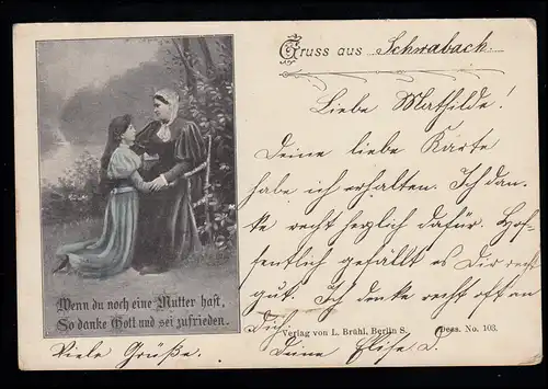 Amour-AK Mère avec fille, maison d'édition Brühl / Berlin, SCHWABACH 2.11.1898