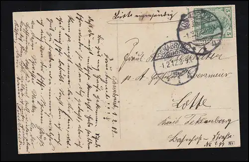 Mode-AK Stehende Frau denkt an ihren Mann, OSNABRÜCK 1.2.1912